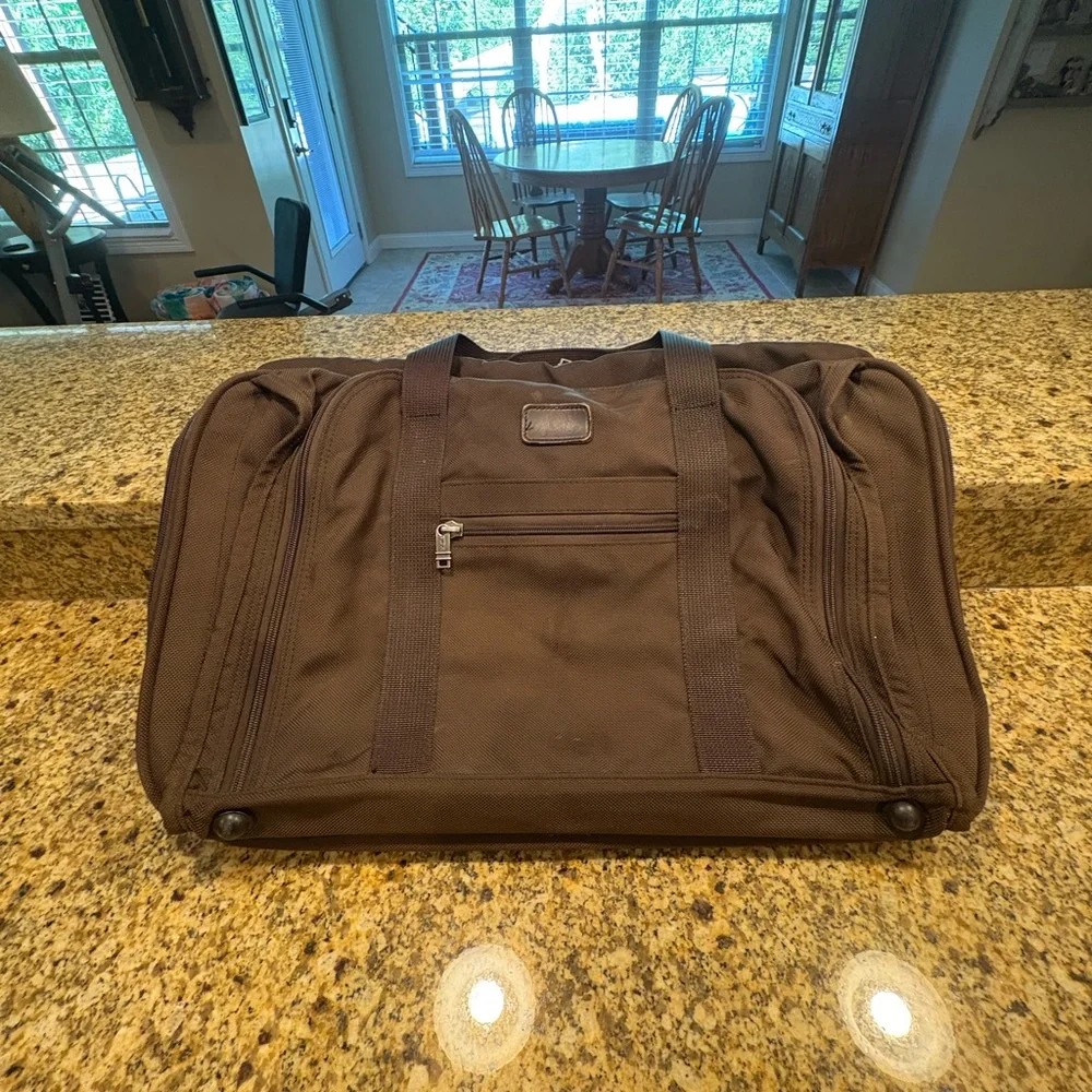 Tumi Vintage Brown Canvas Expandable Large Weekender Carry On Bag Travel 80-90s